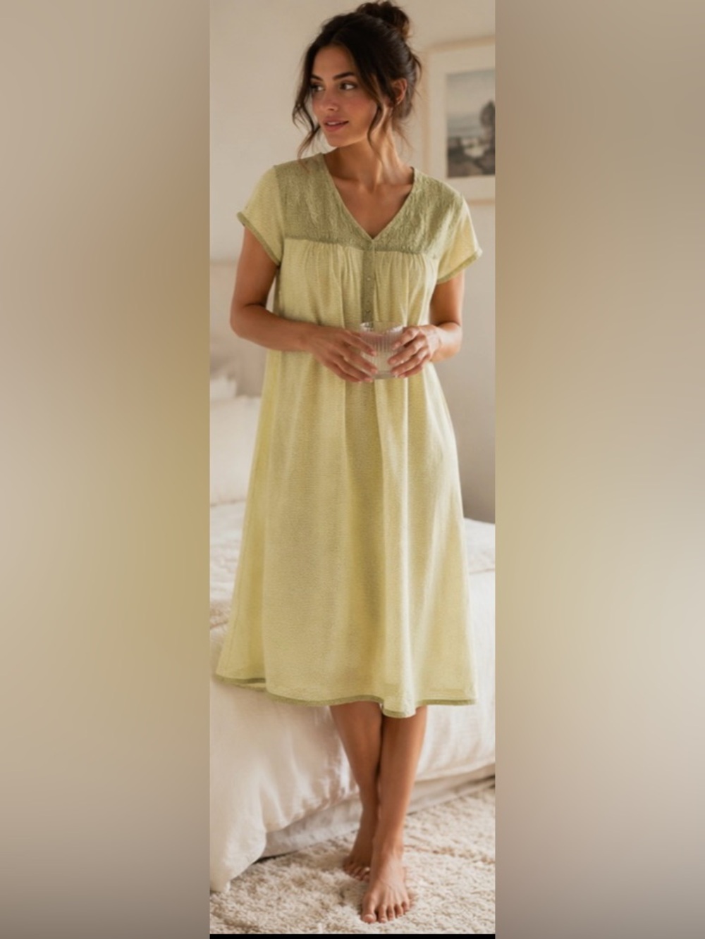 100% Cotton pale mint green night dress/dress sz large